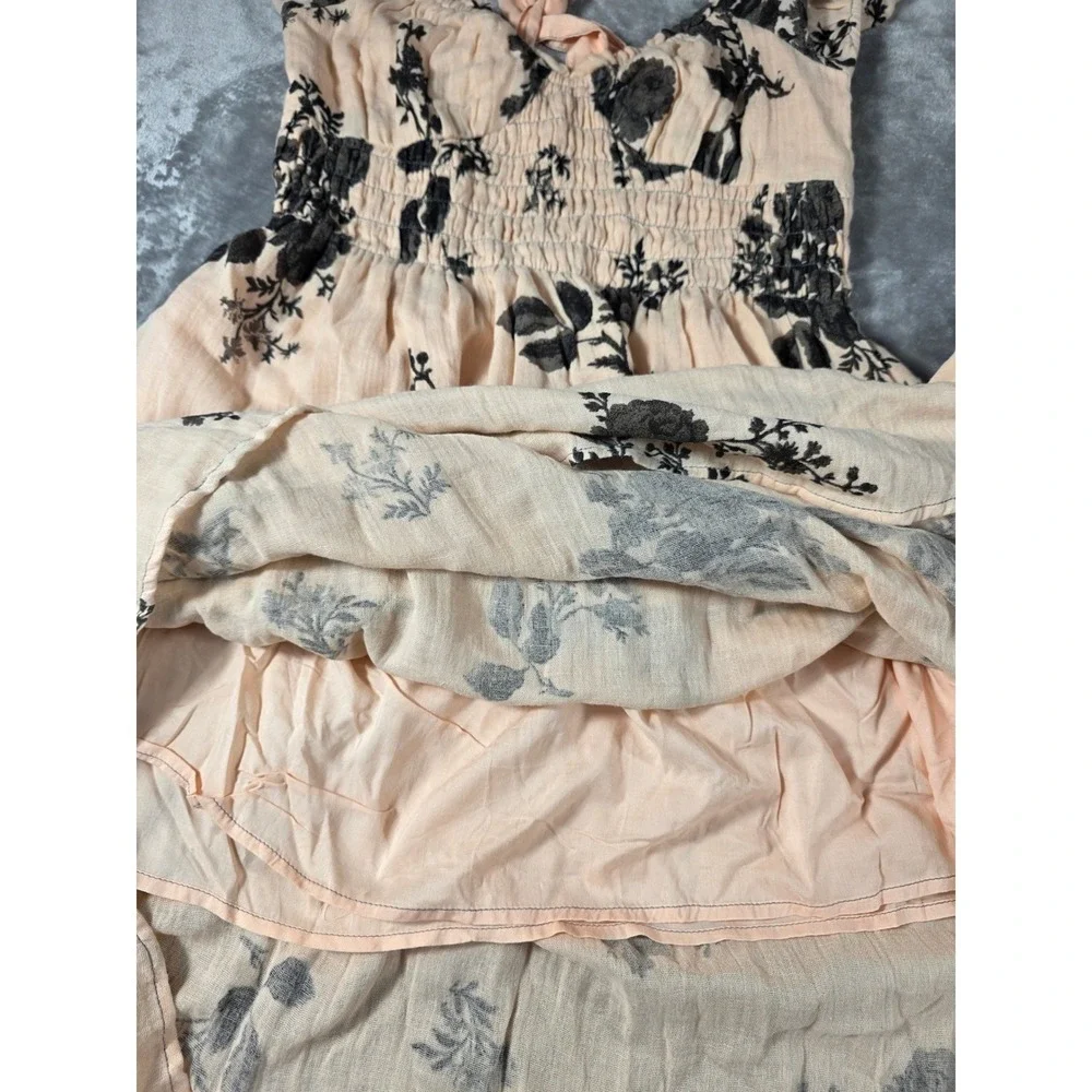 Free People Forget Me Not Midi Dress Sz Small Peach Floral Cottage core Boho